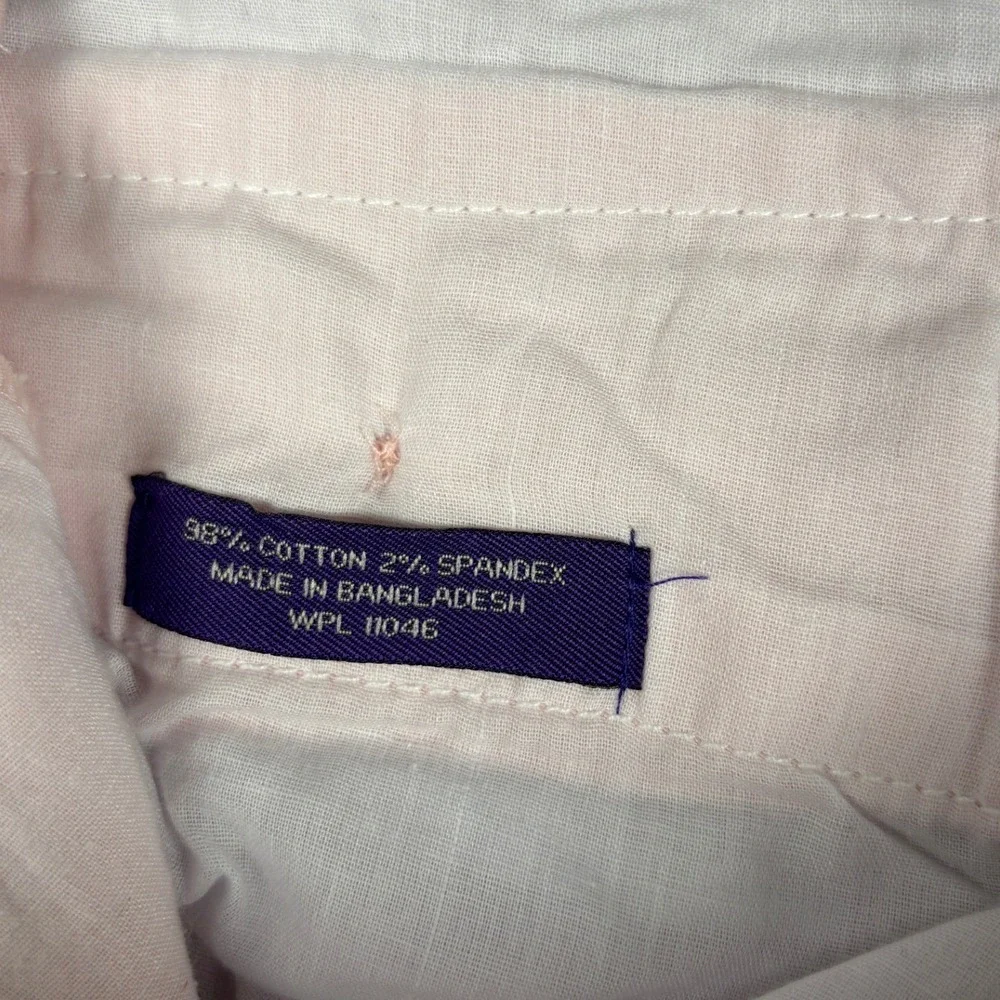 Alan Flusser Embroidered Cocktail Chino Pants 40 Pink Stretch Cotton Summer Mens